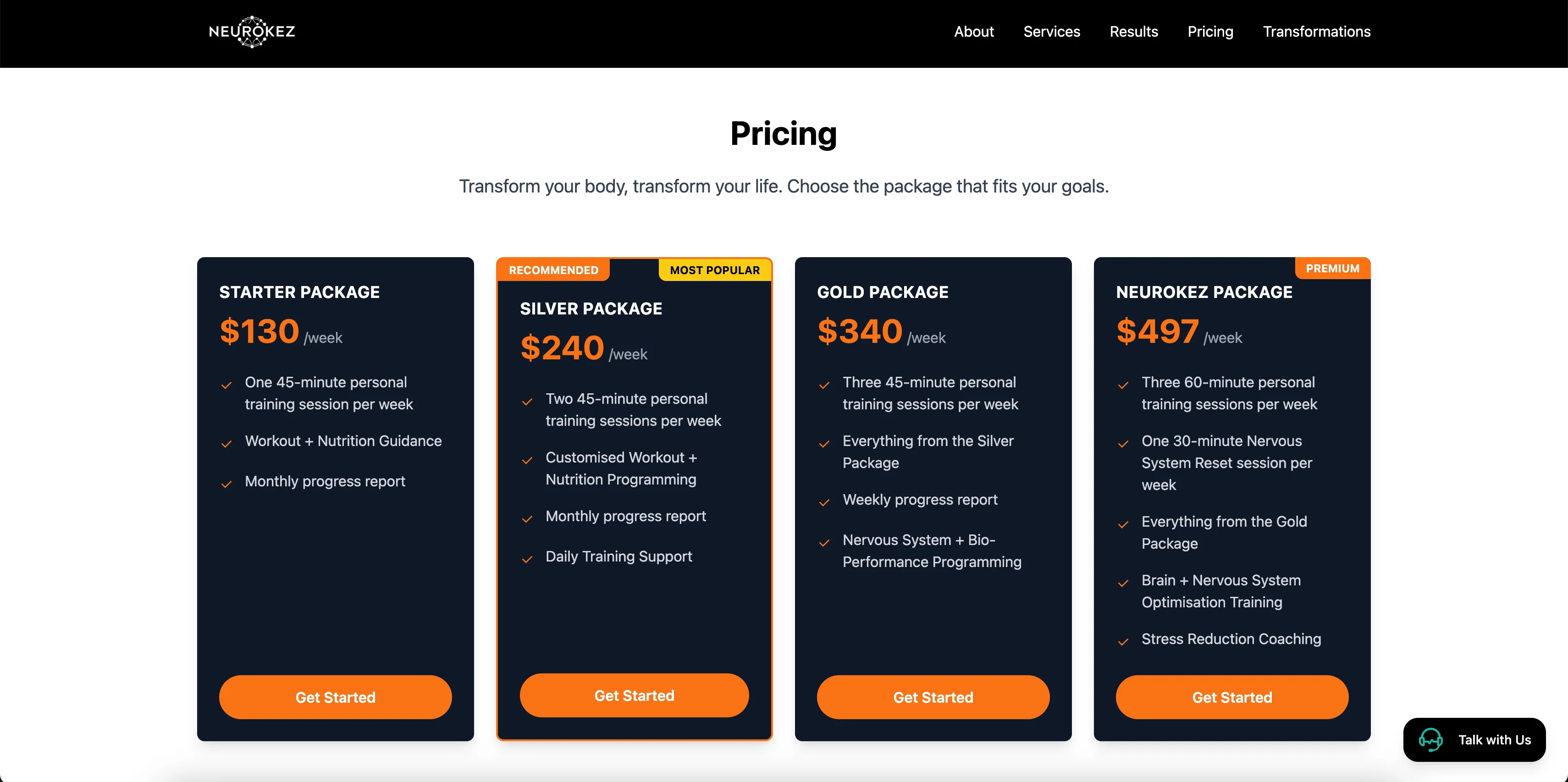 NeuroKez pricing page design by KezConcepts