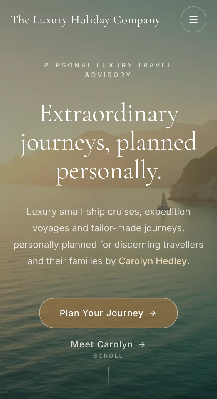 The Luxury Holiday Company mobile responsive website designed by KezConcepts